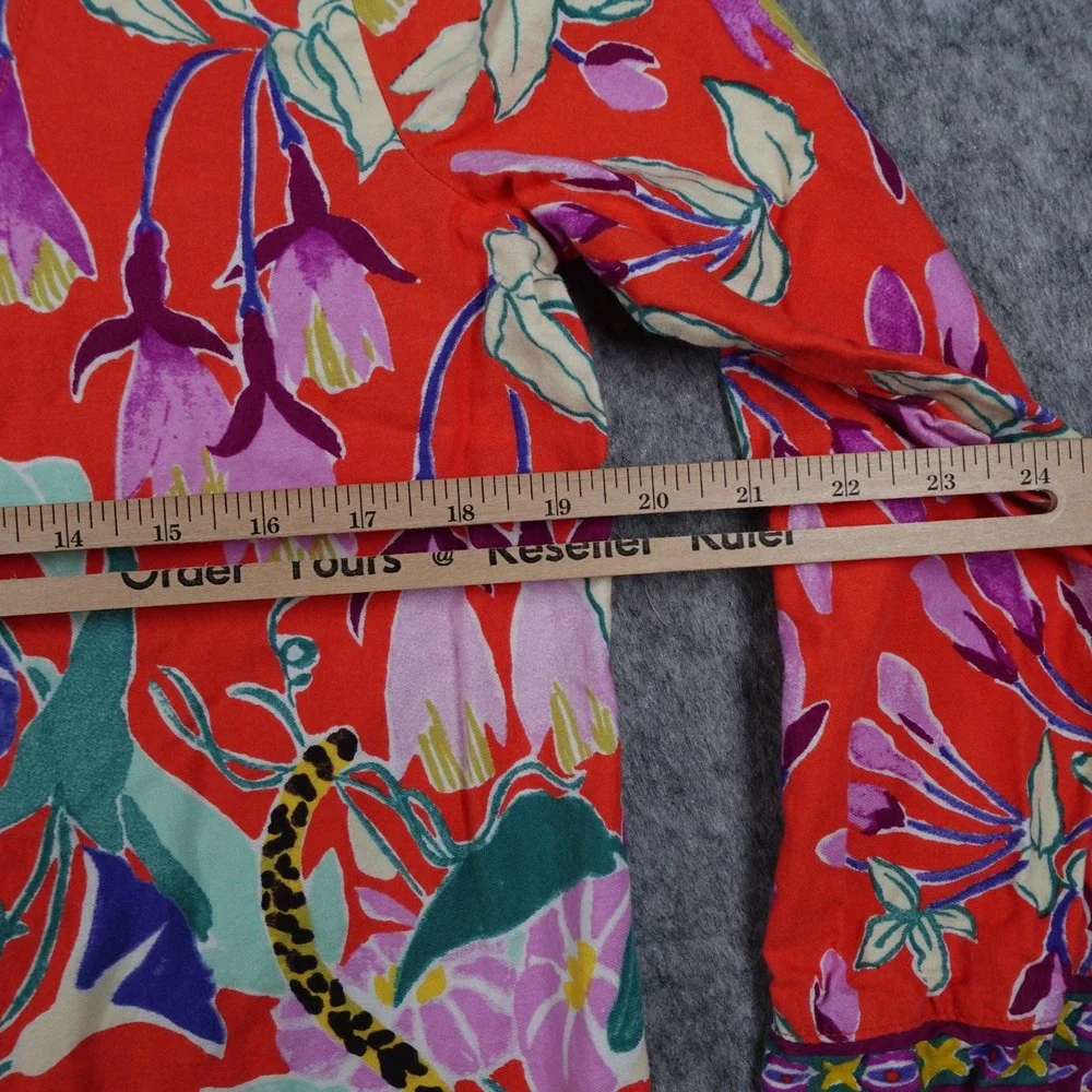 Anthropologie Pajama Top Women‎ Small Red Lil Sire Cheetah Dreams Flannel Sleep
